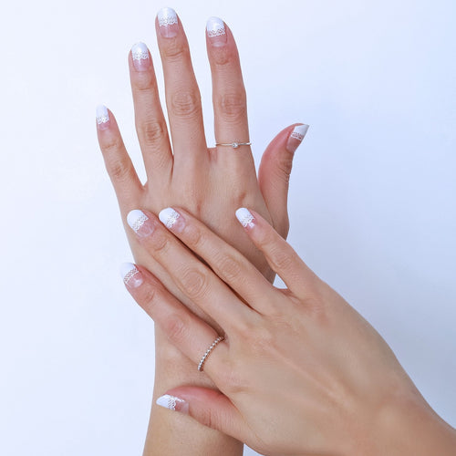 Love a French manicure but want something a little more interesting? This lace beauty has pushed your French manicure to a more feminine look.  What’s special: Overlay or wear it alone.