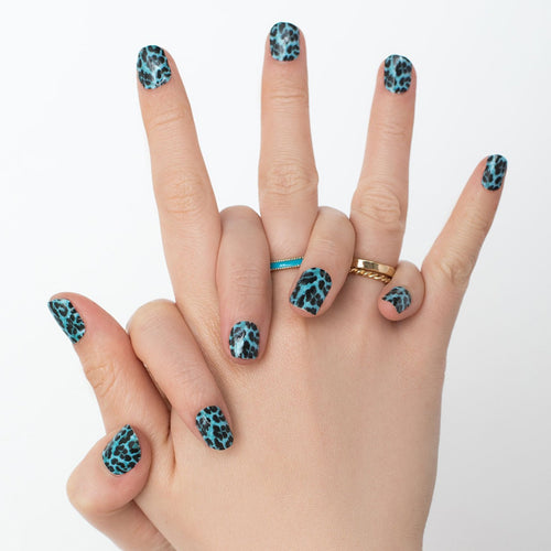 With the crystal blue coloured leopard print, you will be whisked away to an island ocean party. Time to get tropical. 