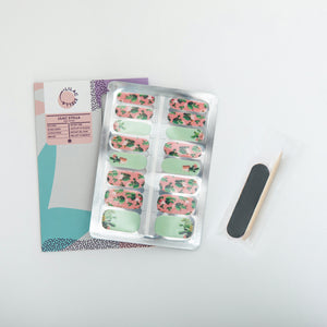 This set is inspired by joyous road-trip moments in the desert. The baby pink and the green tea undertone compliments the excitement of cactus.