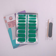 Load image into Gallery viewer, Introducing this jade colour laser lights sparkling across a midnight sky. It celebrates lives with fully covered glitters on your nails.  What’s special Glitters