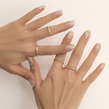 Load image into Gallery viewer, This glamorous set gives your fingertips a silver glow. The large glitz gives you soft colourful hues from different angles.